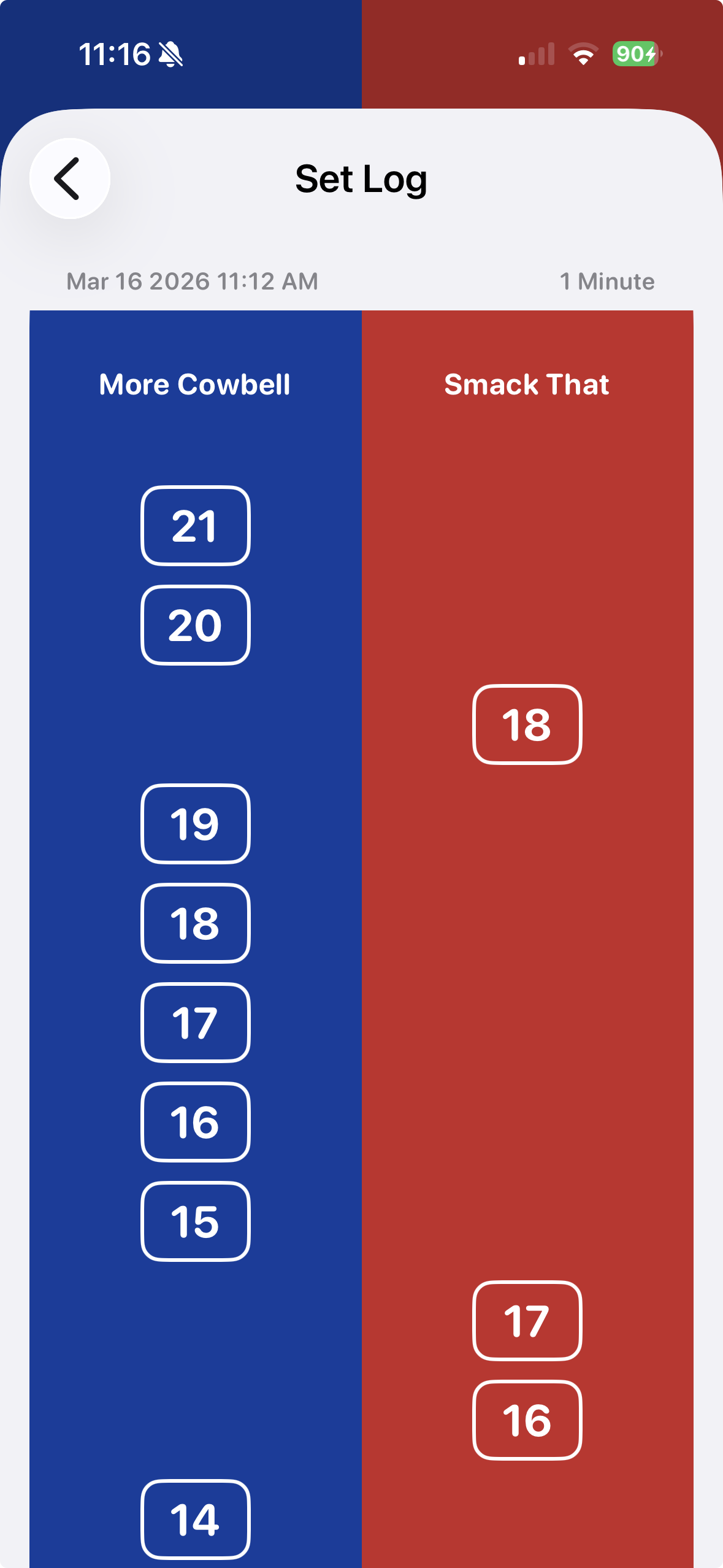 VBScore 1.1.0 iPhone set log portrait screen